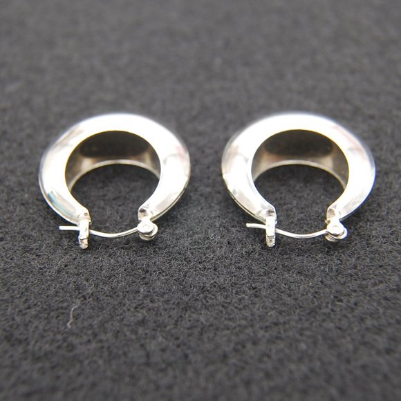 Silver, Cute and Simple, Half Circle, Earrings - Picture 3 of 3
